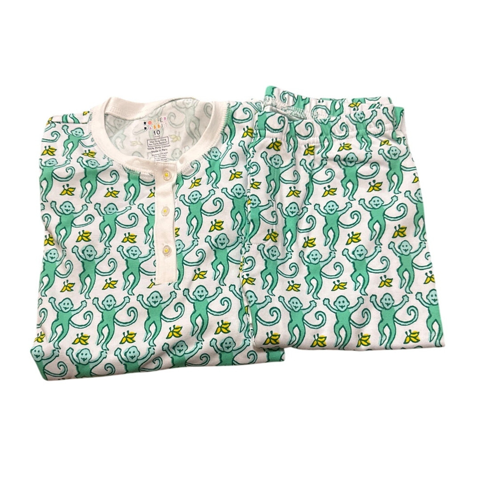 Roller Rabbit Kids Monkey Pajamas in Aqua Size 10 New with tags